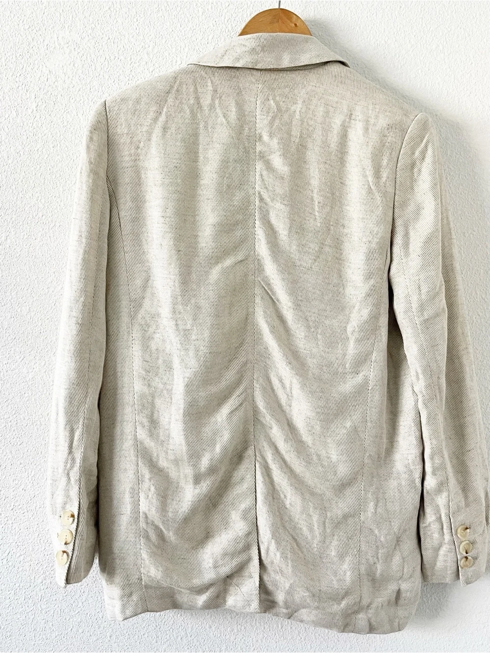 Free People Linen Blend Oversized Cream Boho Chic Minimalist Jacket Blazer